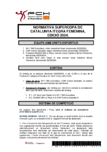 NORMATIVA SUPERCOPA DE CATALUNYA ITEGRA SÈNIOR FEMENINA, EDICIÓ 2024