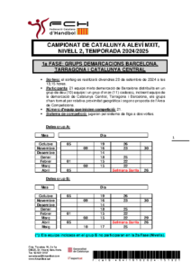 NORMATIVA CAMPIONAT DE CATALUNYA ALEVÍ MIXT, NIVELL 2, TEMPORADA 2024-2025