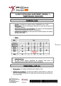 NORMATIVA LLIGA CATALANA ALEVÍ MIXT, NIVELL 1, TEMPORADA 2024-2025