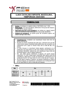 NORMATIVA LLIGA CATALANA INFANTIL MASCULINA, TEMPORADA 2024-2025