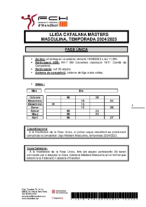 NORMATIVA LLIGA CATALANA MÀSTERS MASCULINA, TEMPORADA 2024-2025