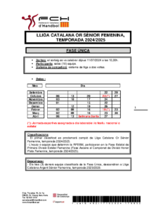 NORMATIVA LLIGA CATALANA OR SÈNIOR FEMENINA, TEMPORADA 2024-2025