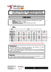 NORMATIVA LLIGA CATALANA OR SÈNIOR MASCULINA- ANTONIO LÁZARO, TEMPORADA 2024-2025