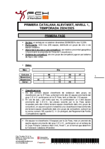 NORMATIVA PRIMERA CATALANA ALEVÍ MIXT, NIVELL 1, TEMPORADA 2024-2025