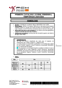 NORMATIVA PRIMERA CATALANA JUVENIL FEMENINA, TEMPORADA 2024-2025