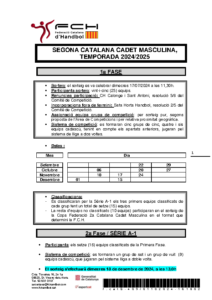 NORMATIVA SEGONA CATALANA CADET MASCULINA, TEMPORADA 2024-2025