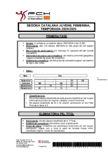 NORMATIVA SEGONA CATALANA JUVENIL FEMENINA, TEMPORADA 2024-2025