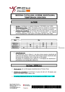 NORMATIVA SEGONA CATALANA JUVENIL MASCULINA, TEMPORADA 2024-2025