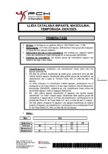 NORMATIVA LLIGA CATALANA INFANTIL MASCULINA, TEMPORADA 2024-2025