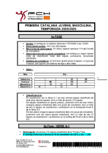 NORMATIVA PRIMERA CATALANA JUVENIL MASCULINA, TEMPORADA 2024-2025